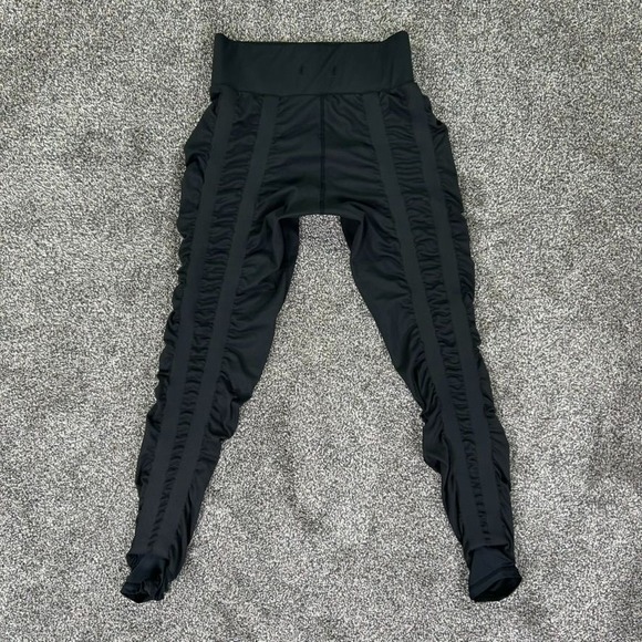 Skinnify Pants - High-Rise Black Ruched Side Track Joggers